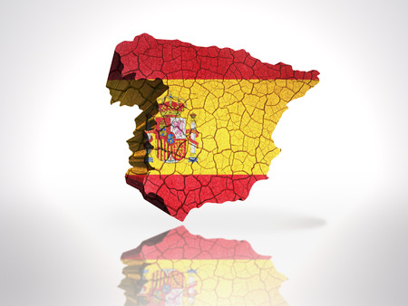 Map of Spain with Spanish Flag on a white backgroundの写真素材