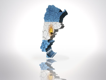 Map of Argentina with Argentinean Flag on a white backgroundの写真素材