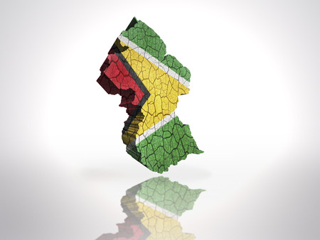 Map of Guyana with Guyana Flag on a white backgroundの写真素材