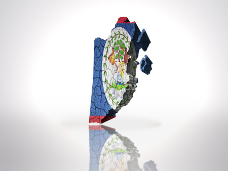 Map of  Belize with Belize Flag on a white backgroundの写真素材