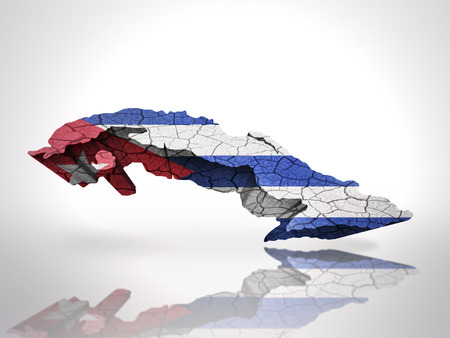 Map of  Cuba with Cuban Flag on a white backgroundの写真素材