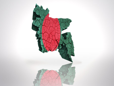 Map of Bangladesh  with Bangladesh  Flag on a white backgroundの写真素材