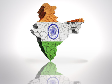 Map of India with Indian Flag on a white backgroundの写真素材