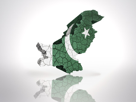 Map of Pakistan with Pakistani Flag on a white backgroundの写真素材