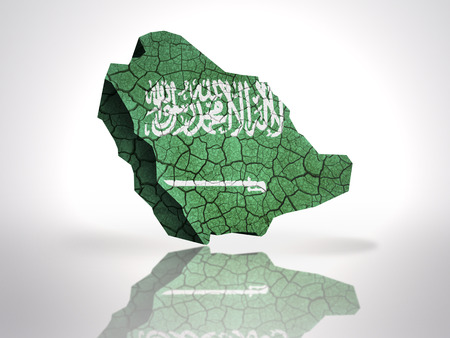 Map of Saudi Arabia with Saudi Arabia Flag on a white backgroundの写真素材