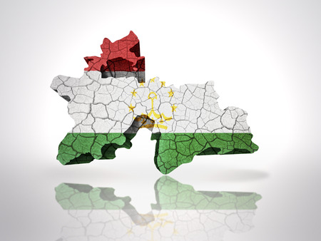 Map of Tajikistan with Tajik Flag on a white backgroundの写真素材