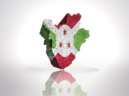 Map of Burundi with Burundi Flag on a white backgroundの写真素材