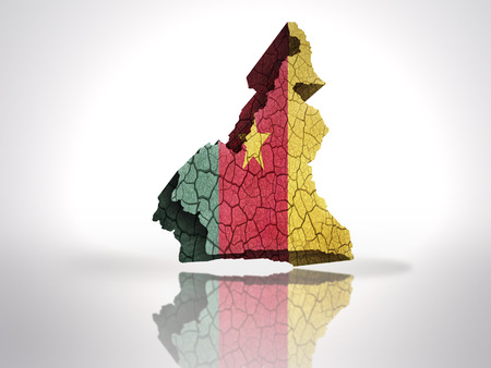 Map of Cameroon with Cameroonian Flag on a white backgroundの写真素材