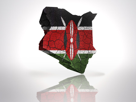 Map of Kenya with Kenyan Flag on a white backgroundの写真素材