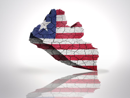 Map of Liberia with Liberian Flag on a white backgroundの写真素材