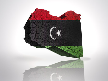 Map of Libya with Libyan Flag on a white backgroundの写真素材