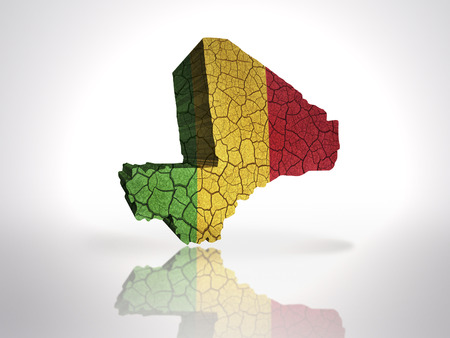 Map of Mali with Malian Flag on a white backgroundの写真素材