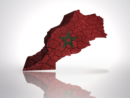 Map of Morocco with Moroccan Flag on a white backgroundの写真素材