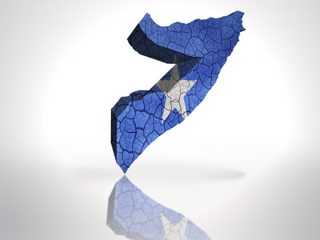 Map of somali with somalian Flag on a white backgroundの写真素材