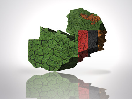 Map of zambia with zambian Flag on a white backgroundの写真素材