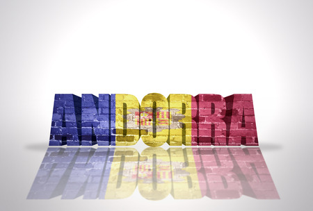 Word Andorra with National Flag on the white backgroundの写真素材