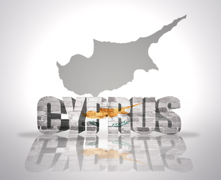 Word Cyprus  with National Flag near map of  Cyprusの写真素材