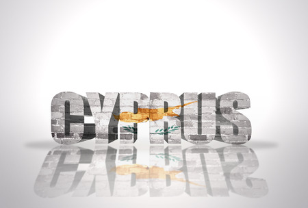 Word Cyprus with National Flag on the white backgroundの写真素材