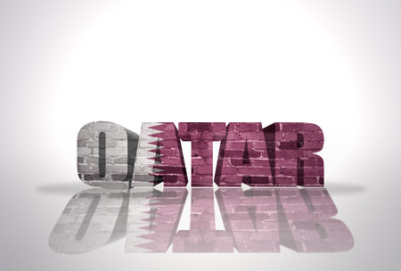 Word Qatar with National Flag on the white backgroundの写真素材