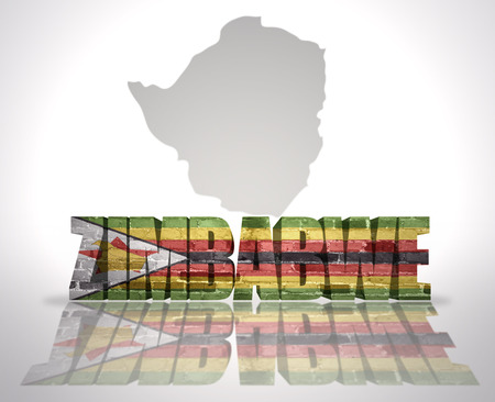 Word Zimbabwe with National Flag near map of Zimbabweの写真素材