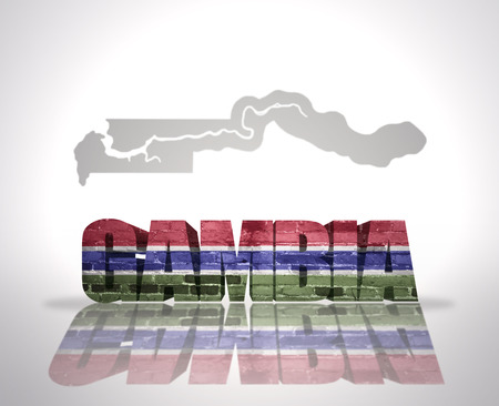Word Gambia with National Flag near map of Gambiaの写真素材