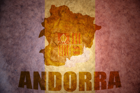andorra map on a vintage  flag backgroundの写真素材