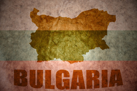 bulgaria map on a vintage  flag backgroundの写真素材