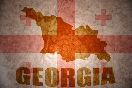 georgia map on a vintage  flag backgroundの写真素材