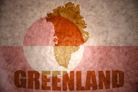 greenland map on a vintage greenland flag backgroundの写真素材