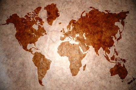 world map on vintage paper background