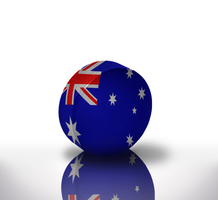 vintage old hockey puck with the australian flagの写真素材