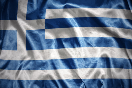 waving and shining greek flagの写真素材