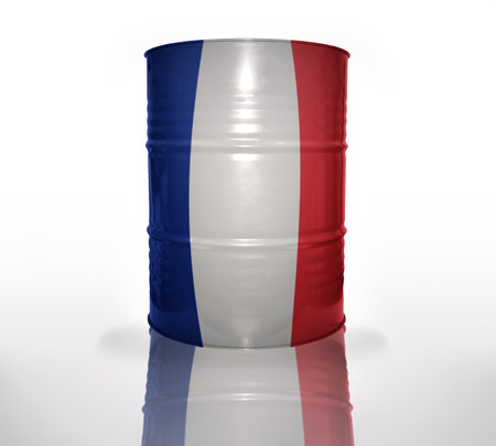 barrel with french flag on the white backgroundの写真素材