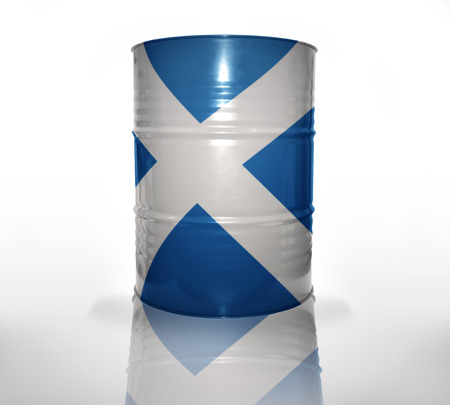 barrel with scottish flag on the white backgroundの写真素材