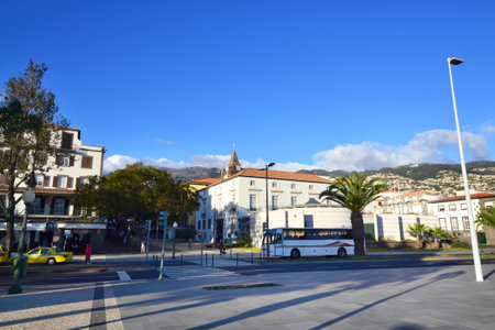 beautiful colorful view of the city of funchal, portugalのeditorial素材