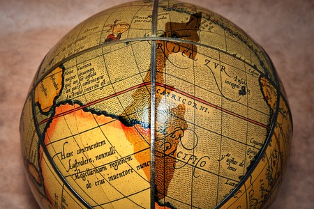 israel map on the vintage old globeの写真素材
