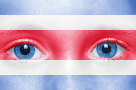 human's face with costa rica flagの写真素材