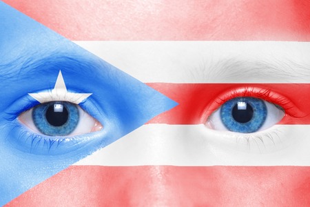human's face with puerto rico flagの写真素材