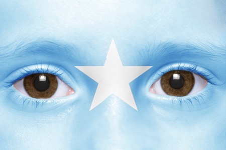 human's face with somali flagの写真素材