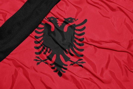 waving national flag of albaniaの写真素材