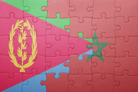 puzzle with the national flag of morocco and eritrea . conceptの写真素材