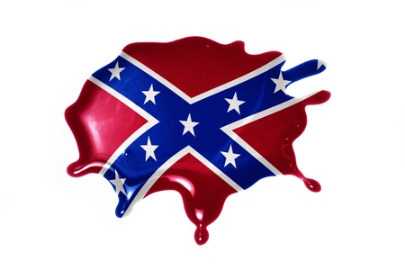 blot with confederate flag on the white background.3D illustration