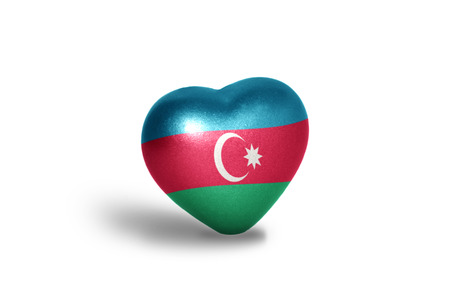 heart with national flag of azerbaijan on the white backgroundの写真素材