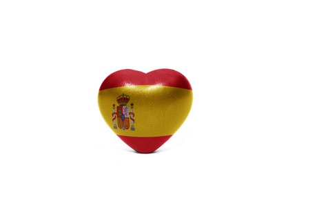 heart with national flag of spain on the white backgroundの写真素材