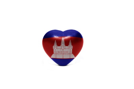 heart with national flag of cambodia on the white backgroundの写真素材