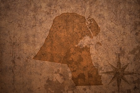 kuwait map on a old vintage crack paper backgroundの写真素材