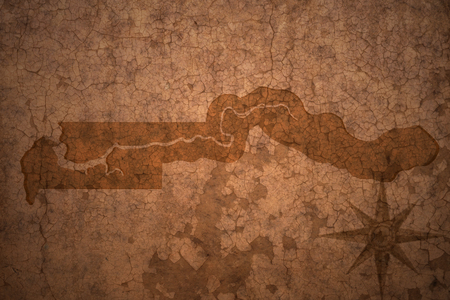 gambia map on a old vintage crack paper backgroundの写真素材