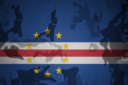 flag of cape verde on the khaki texture background. military concept