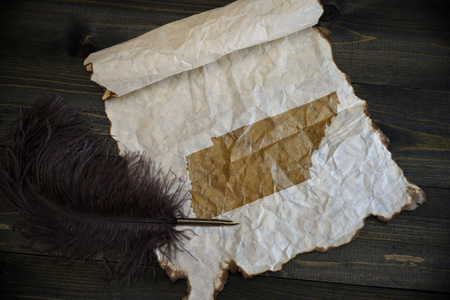 map of tennessee state on vintage paper with old pen on the wooden texture desk backgroundの写真素材