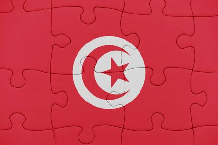 puzzle with the national flag of tunisia. concept